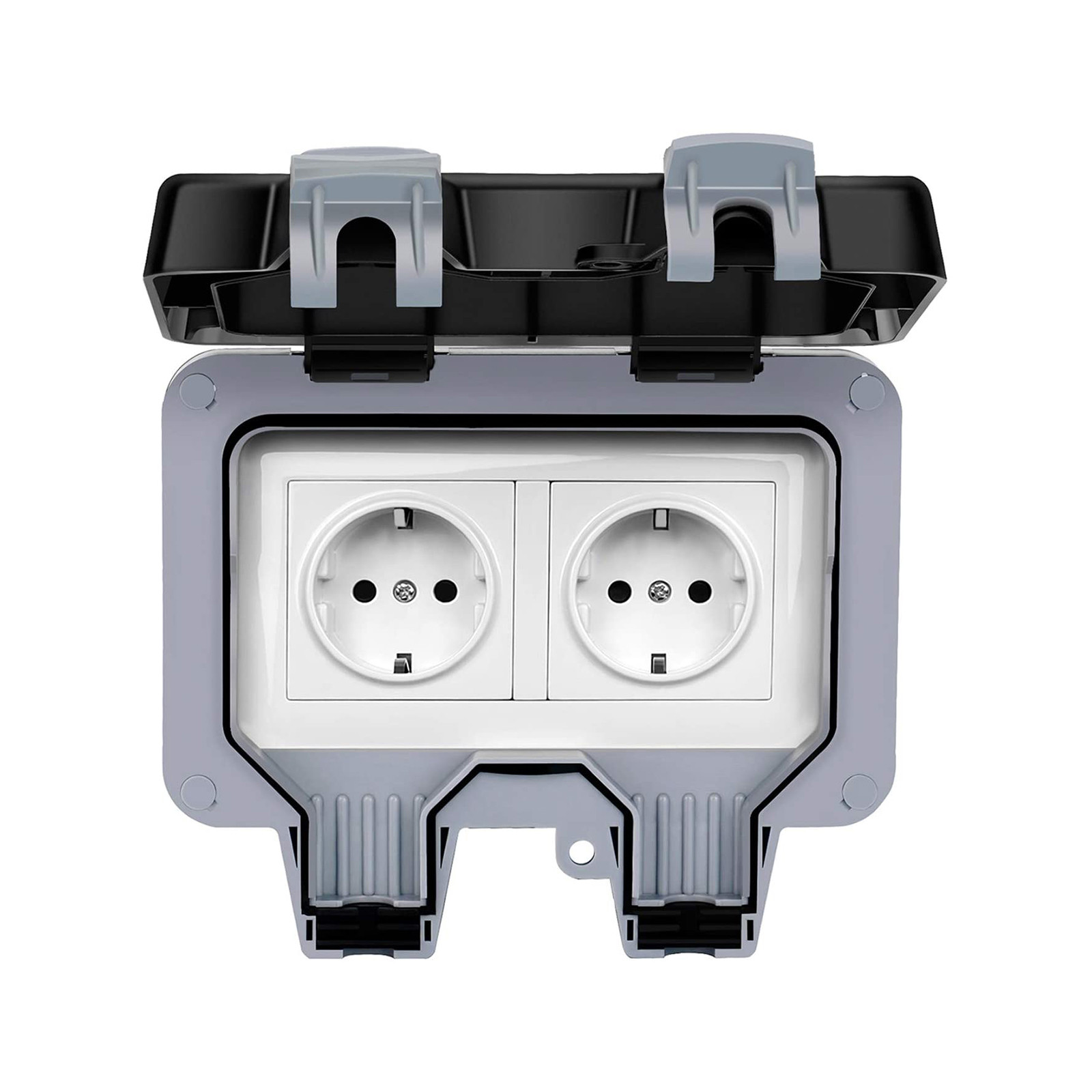 Uanit Double Ended Outdoor Bathroom Wall Splash Proof Rain Socket Plastic Weather Camper